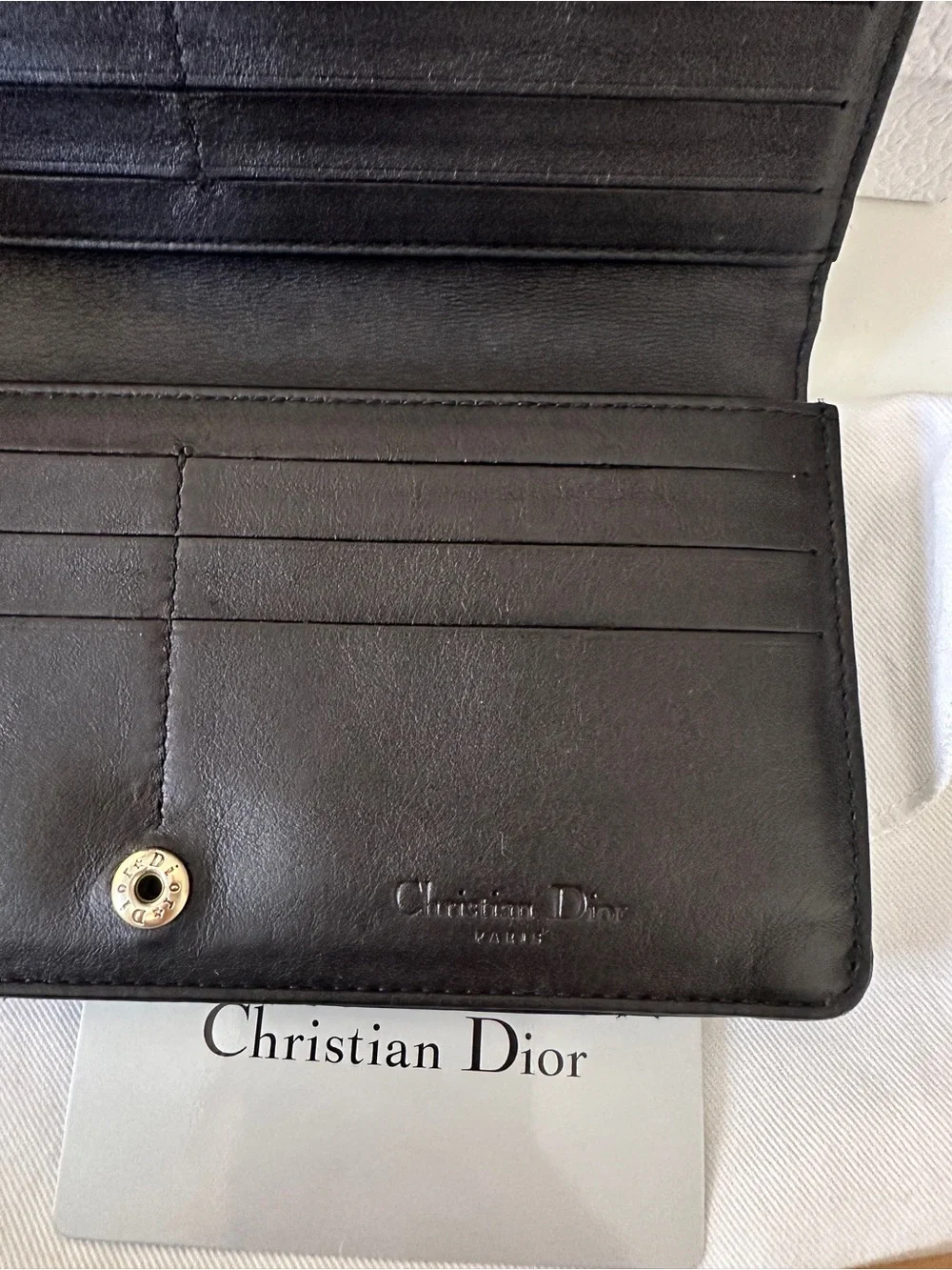 Dior Black Patent Quilted Zip-Around Wallet with Gold Charms - Picture 4 of 8